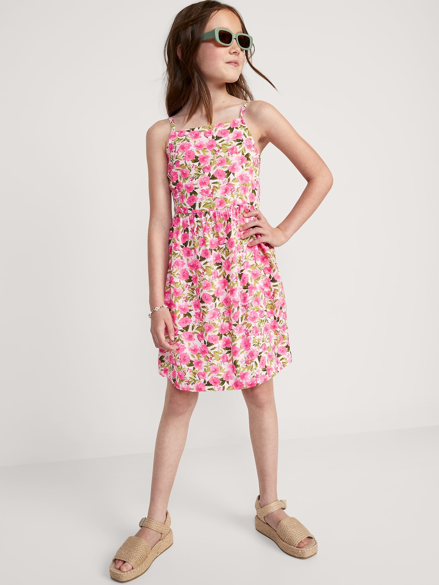 Old Navy Printed Fit & Flare Cami Dress for Girls pink. 1