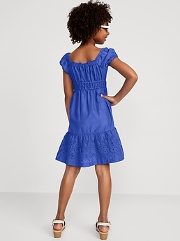 Puff-Sleeve Fit & Flare Dress for Girls | Old Navy