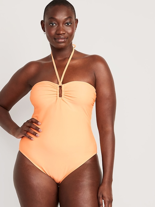 Image number 5 showing, Square-Ring Halter One-Piece Swimsuit