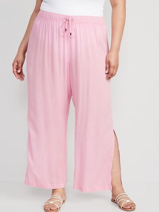 HighWaisted Lightweight WideLeg CoverUp Pants for Women Old Navy