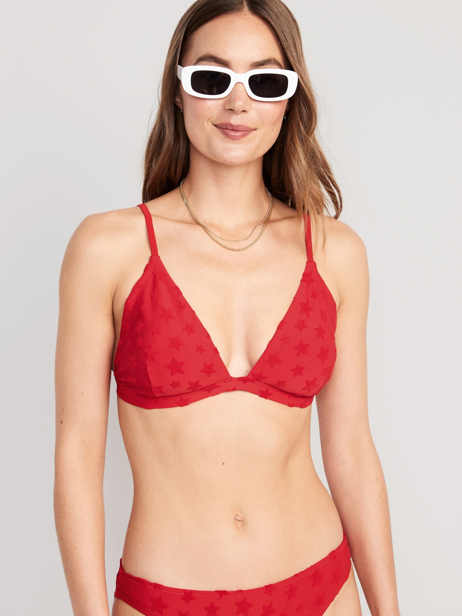 Americana-Print Triangle Bikini Swim Top