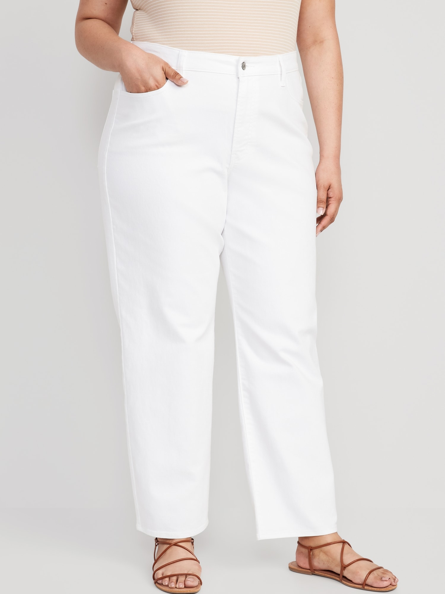 High-Waisted Wow White Loose Jeans | Old Navy
