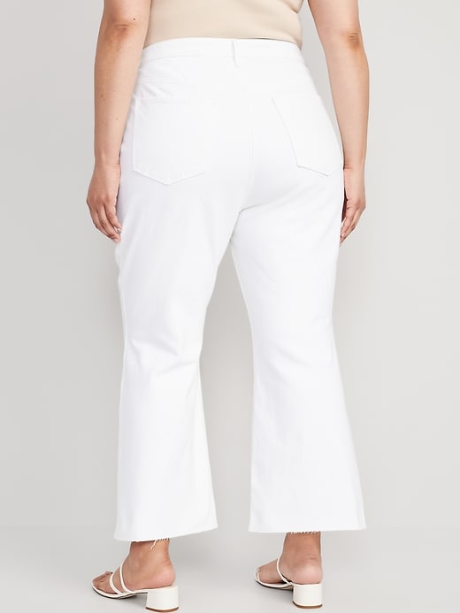 Image number 8 showing, Higher High-Waisted White Cropped Cut-Off Flare Jeans