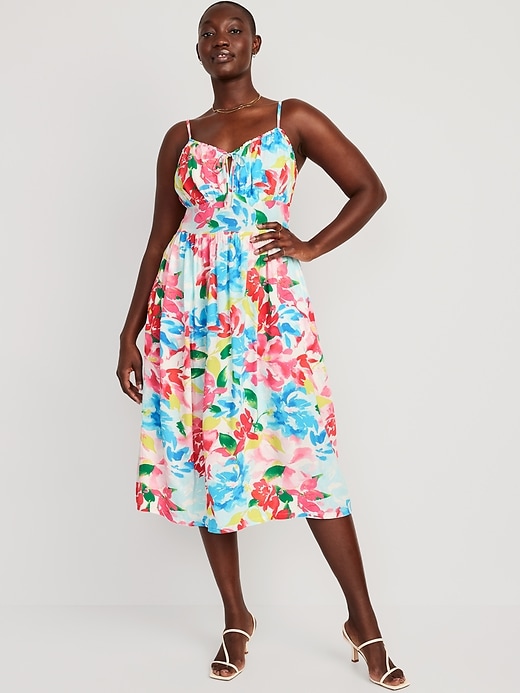 Image number 4 showing, Fit & Flare Floral Smocked Midi Cami Dress
