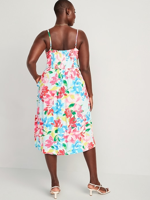 Image number 5 showing, Fit & Flare Floral Smocked Midi Cami Dress