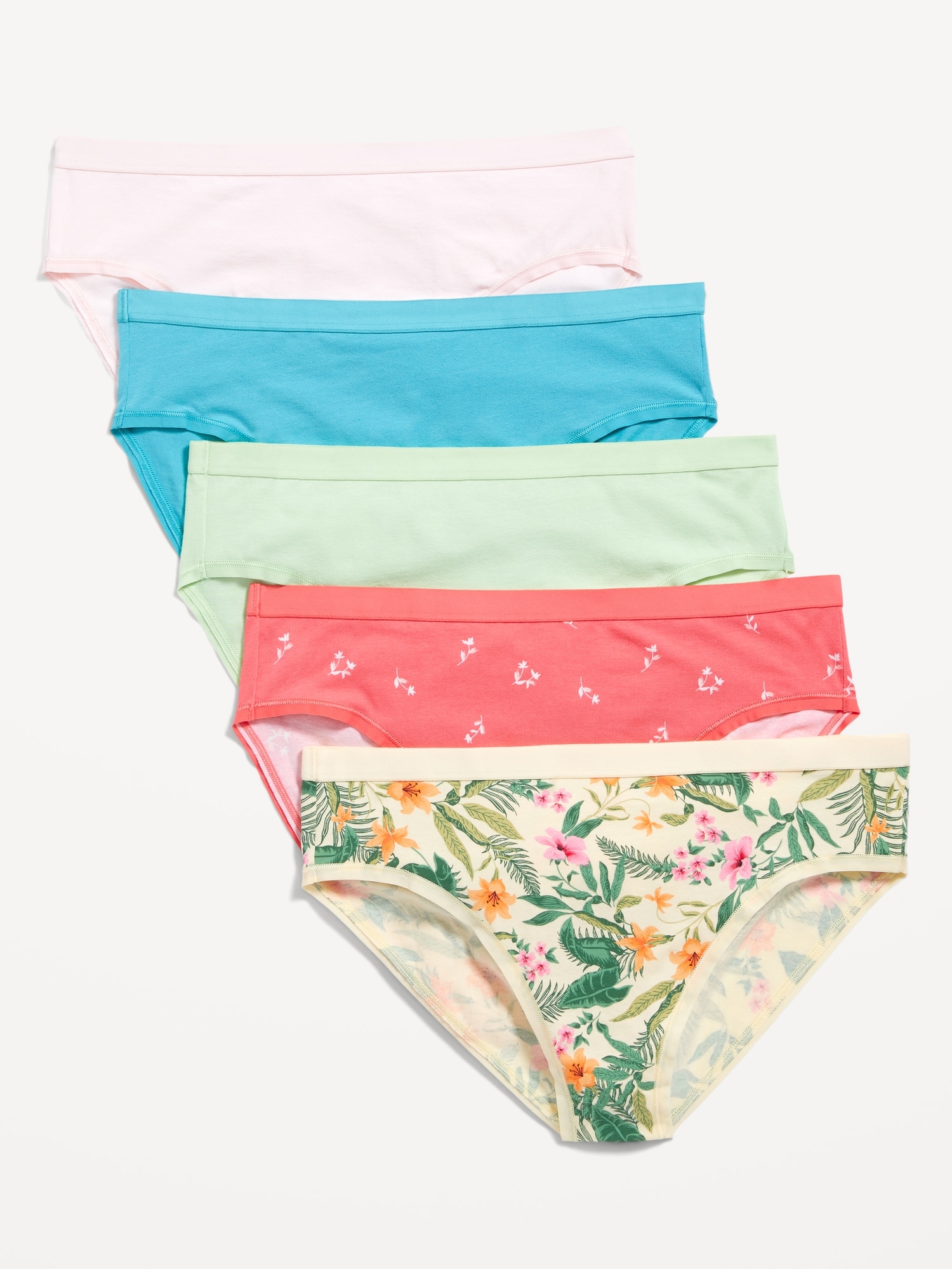 Old Navy High-Waisted Cotton Bikini Underwear 5-Pack for Women pink. 1