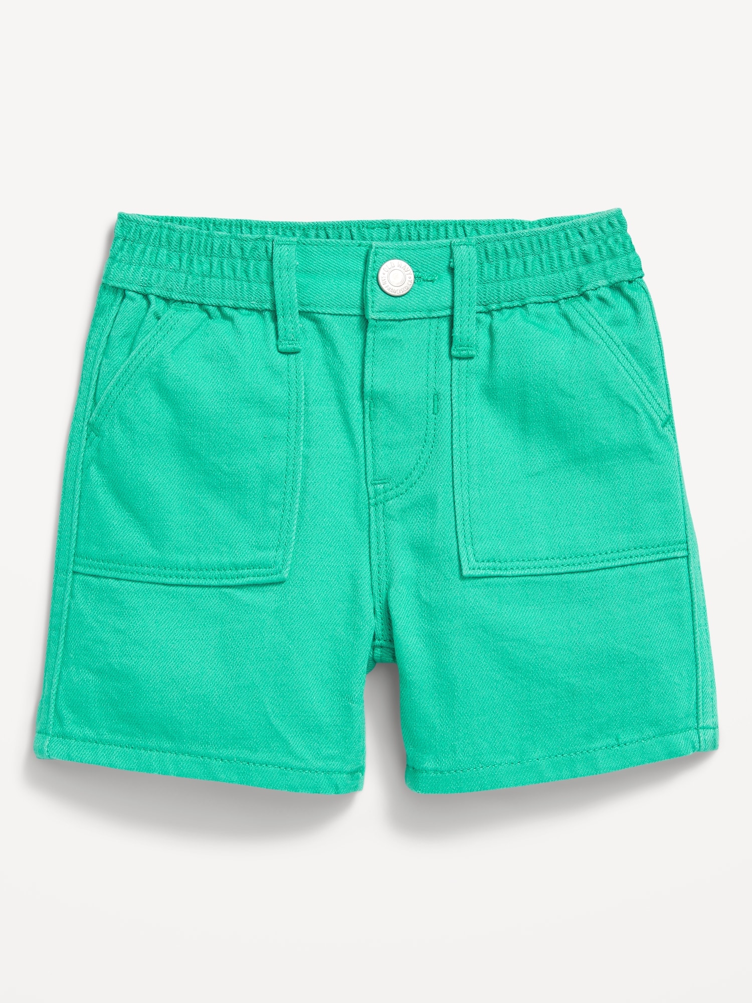 Old Navy Elasticized Waist Workwear Non-Stretch Pop-Color Jean Shorts for Toddler Girls green. 1