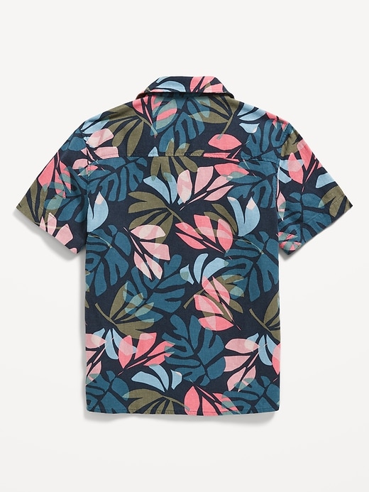 View large product image 2 of 4. Short-Sleeve Printed Linen-Blend Camp Shirt for Boys