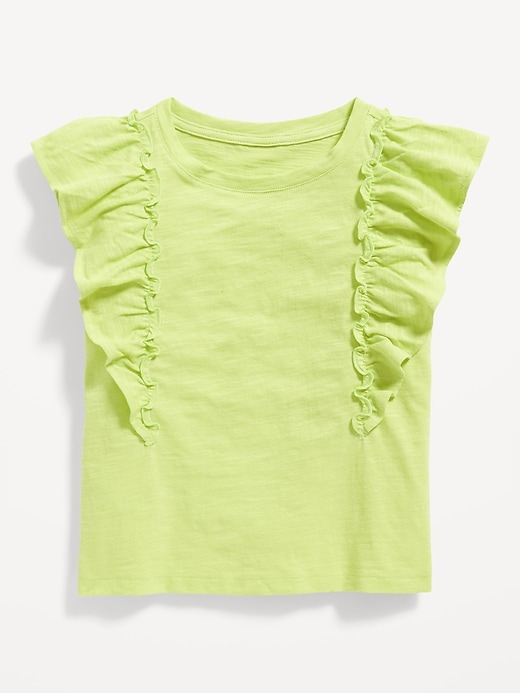 View large product image 2 of 3. Slub-Knit Ruffle-Sleeve Top for Girls