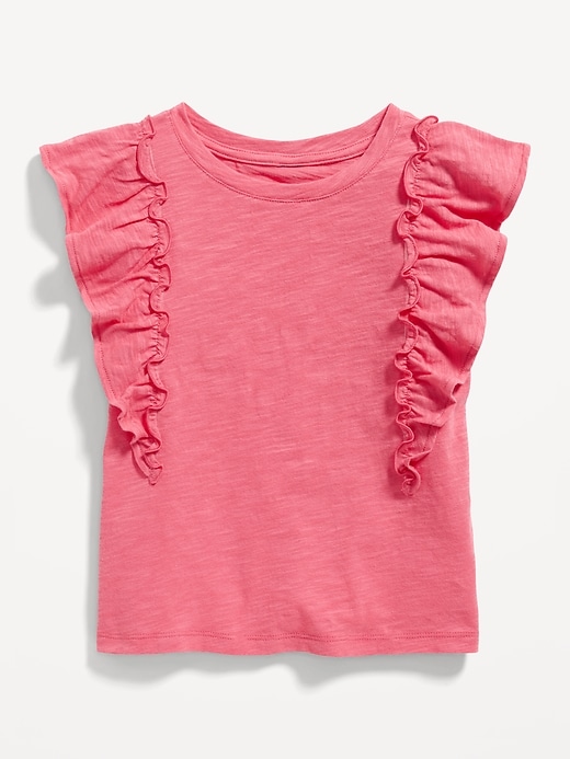 View large product image 2 of 3. Slub-Knit Ruffle-Sleeve Top for Girls