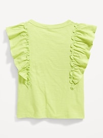 View large product image 3 of 3. Slub-Knit Ruffle-Sleeve Top for Girls
