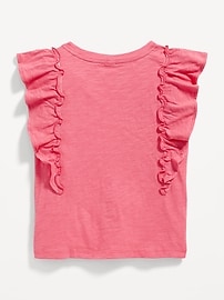 View large product image 3 of 3. Slub-Knit Ruffle-Sleeve Top for Girls