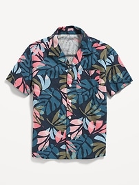 View large product image 3 of 4. Short-Sleeve Printed Linen-Blend Camp Shirt for Boys