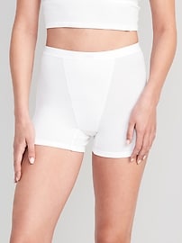 View large product image 3 of 4. High-Waisted Rib-Knit Boyshort Boxer Briefs -- 3-inch inseam