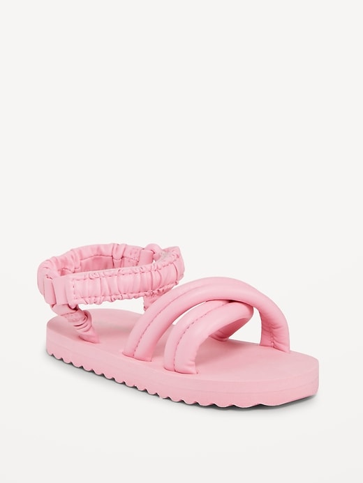 View large product image 1 of 4. Cross-Strap Puffy Sandals for Toddler Girls