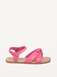 View large product image 3 of 4. Faux-Leather Puff Knotted-Strap Sandals for Girls