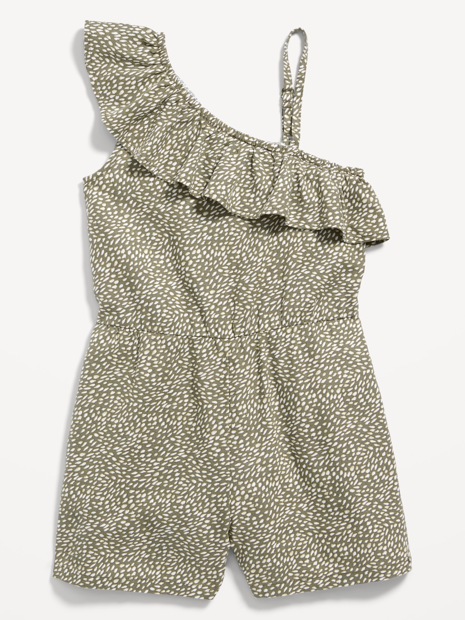 Linen-Blend Ruffled One-Shoulder Romper for Girls | Old Navy