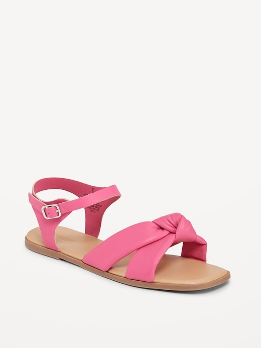 View large product image 1 of 4. Faux-Leather Puff Knotted-Strap Sandals for Girls