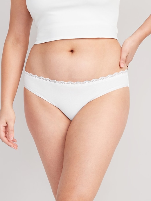 Image number 4 showing, Mid-Rise Lace-Trimmed Bikini Underwear