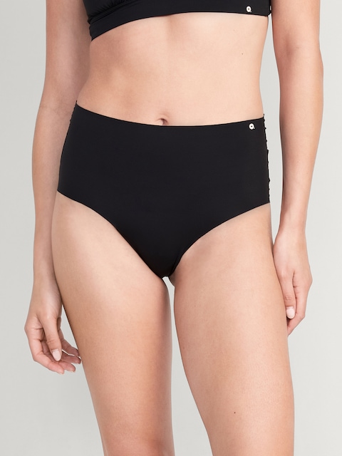 High-Waisted No-Show Brief Underwear - Black Jack