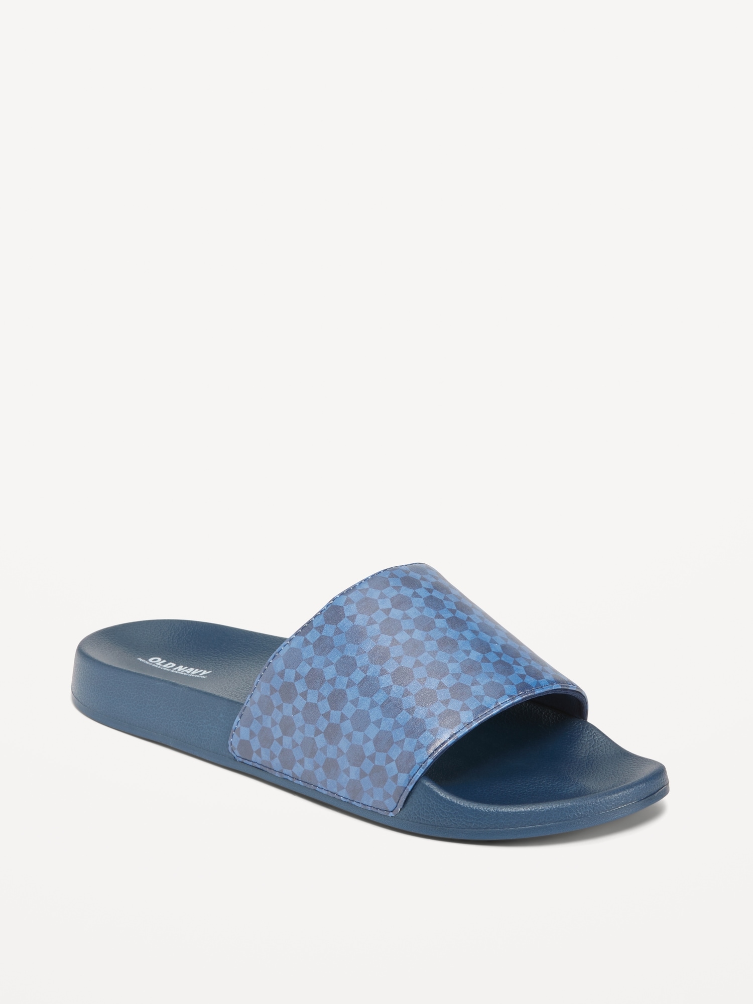 Old Navy Printed Sugarcane-Based Slide Sandals for Men (Partially Plant-Based) blue. 1