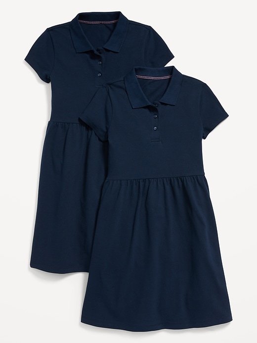 View large product image 1 of 1. School Uniform Fit & Flare Pique Polo Dress 2-Pack for Girls