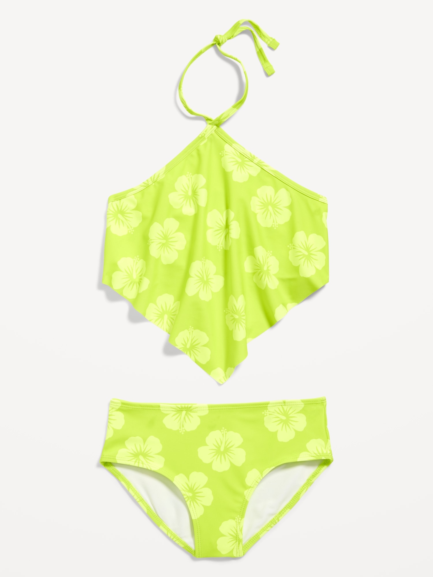 Old Navy Patterned Bandana Halter Bikini Swim Set for Girls green. 1