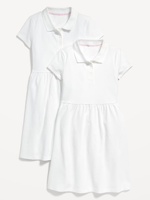 View large product image 1 of 1. School Uniform Fit & Flare Pique Polo Dress 2-Pack for Girls
