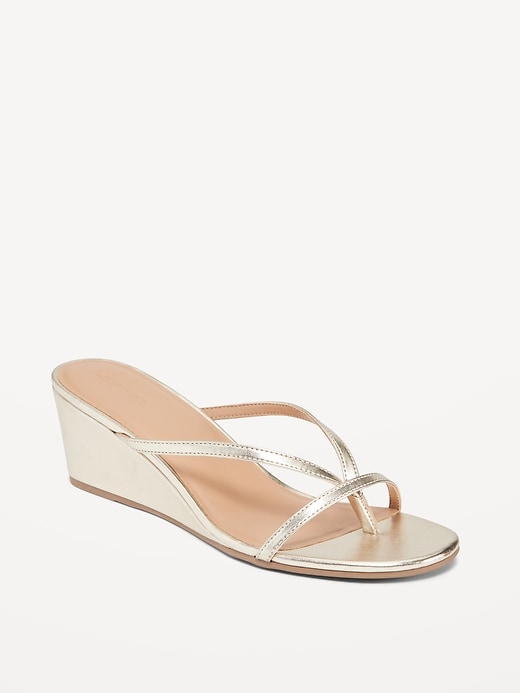 FauxLeather Wedge Thong Sandals for Women Old Navy