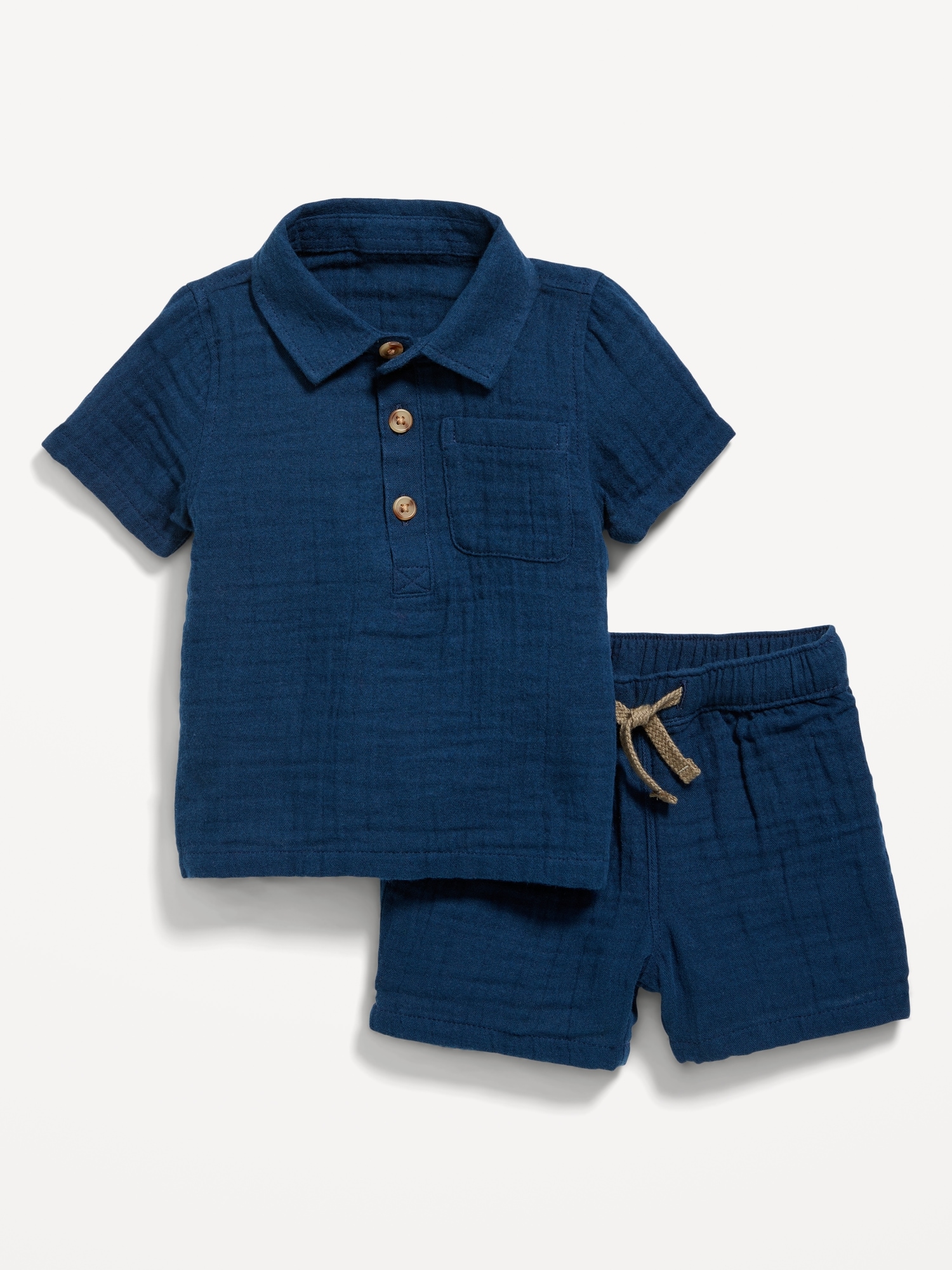 Old Navy Unisex Textured Double-Weave Shirt & Shorts Set for Baby multi. 1