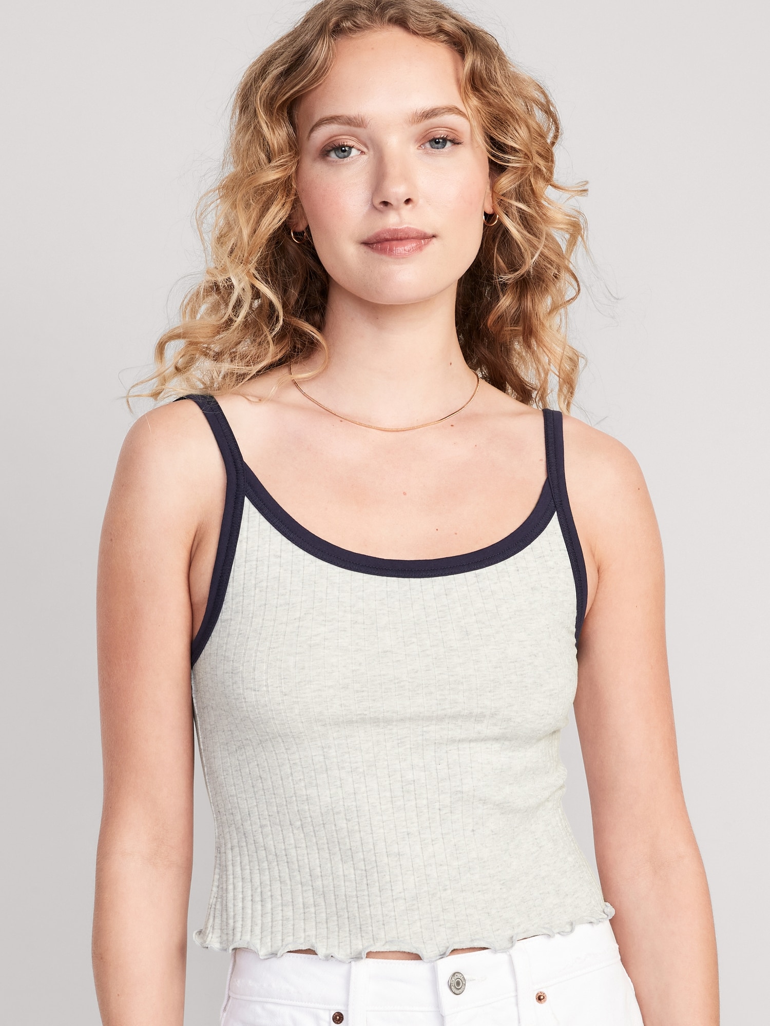 Glittery Lettuce Edge Sleeveless Knit Top in Taupe - Retro, Indie and  Unique Fashion