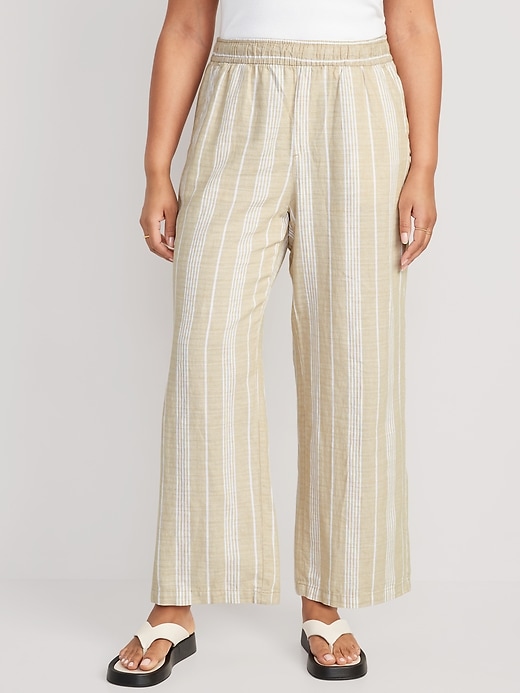 Image number 5 showing, High-Waisted Striped Linen-Blend Wide-Leg Pants