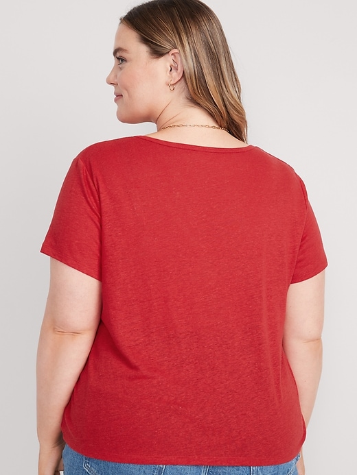 Image number 8 showing, Linen-Blend V-Neck Henley T-Shirt