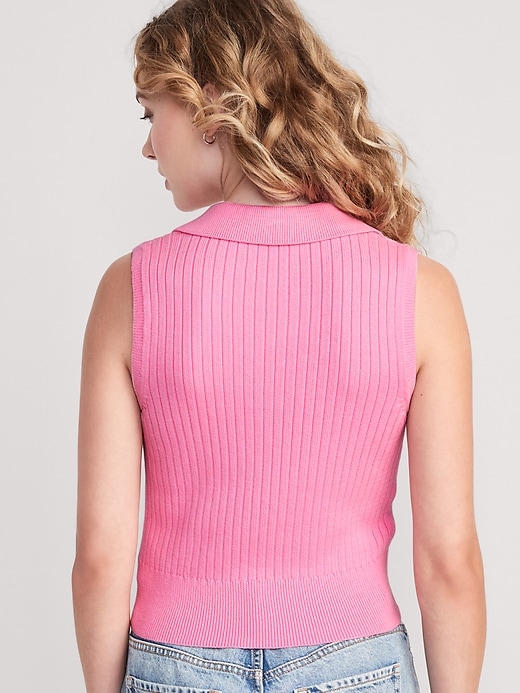Image number 2 showing, Sleeveless Rib-Knit Cropped Polo