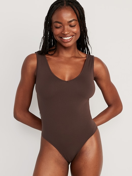 View large product image 1 of 6. Seamless V-Neck Tank Bodysuit