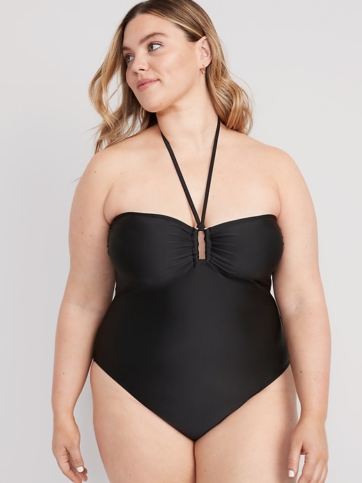 Image number 7 showing, Square-Ring Halter One-Piece Swimsuit