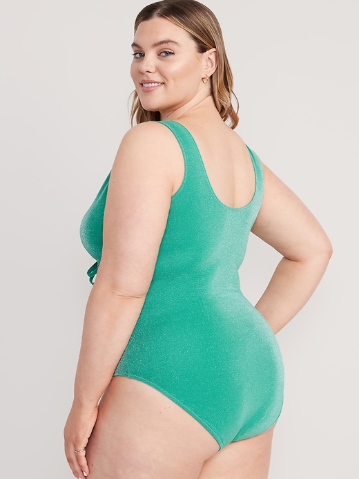 Image number 8 showing, Cutout-Front Metallic Shine One-Piece Swimsuit