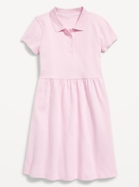 View large product image 3 of 3. School Uniform Fit & Flare Pique Polo Dress for Girls