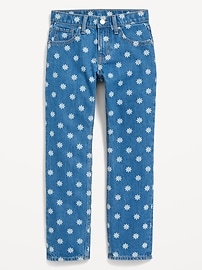 View large product image 4 of 4. High-Waisted Slouchy Straight Floral-Print Jeans for Girls