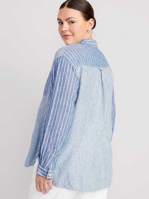 Image number 6 showing, Striped Linen-Blend Boyfriend Shirt