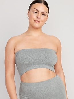 Rib-Knit Seamless Bandeau Bralette Top