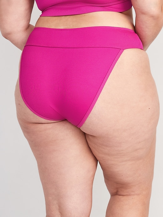 Image number 8 showing, High-Waisted Ribbed French-Cut Bikini Swim Bottoms