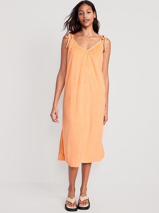 Image number 1 showing, Tie-Strap Midi Swing Dress