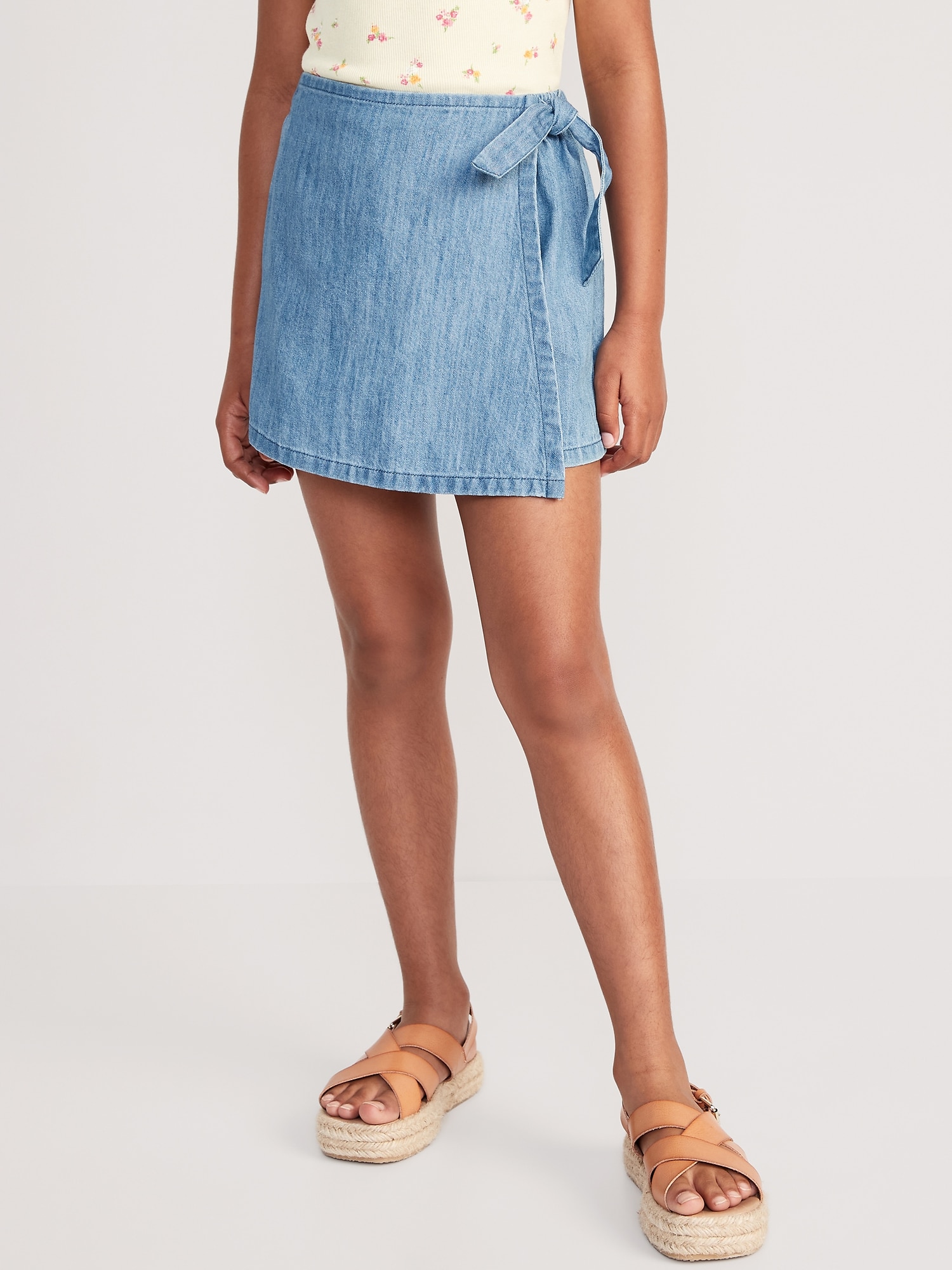 Old Navy Chambray Wrap-Front Skort for Girls blue. 1