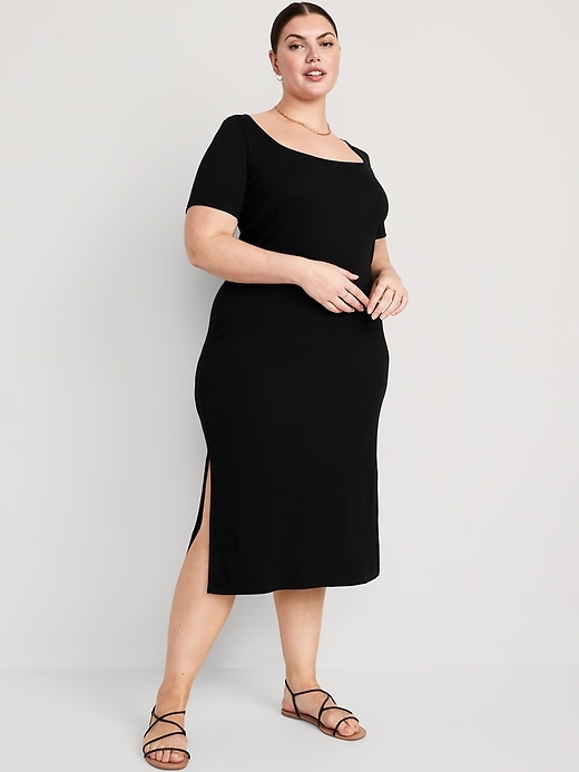 Fitted Rib-Knit Scoop-Neck Midi … curated on LTK