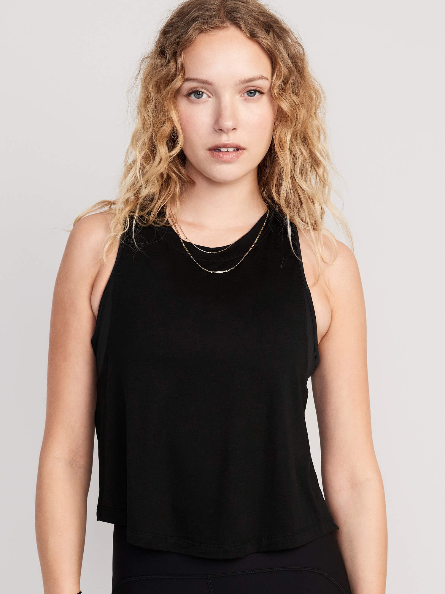 Old Navy UltraLite Sleeveless Cropped Top for Women black. 1