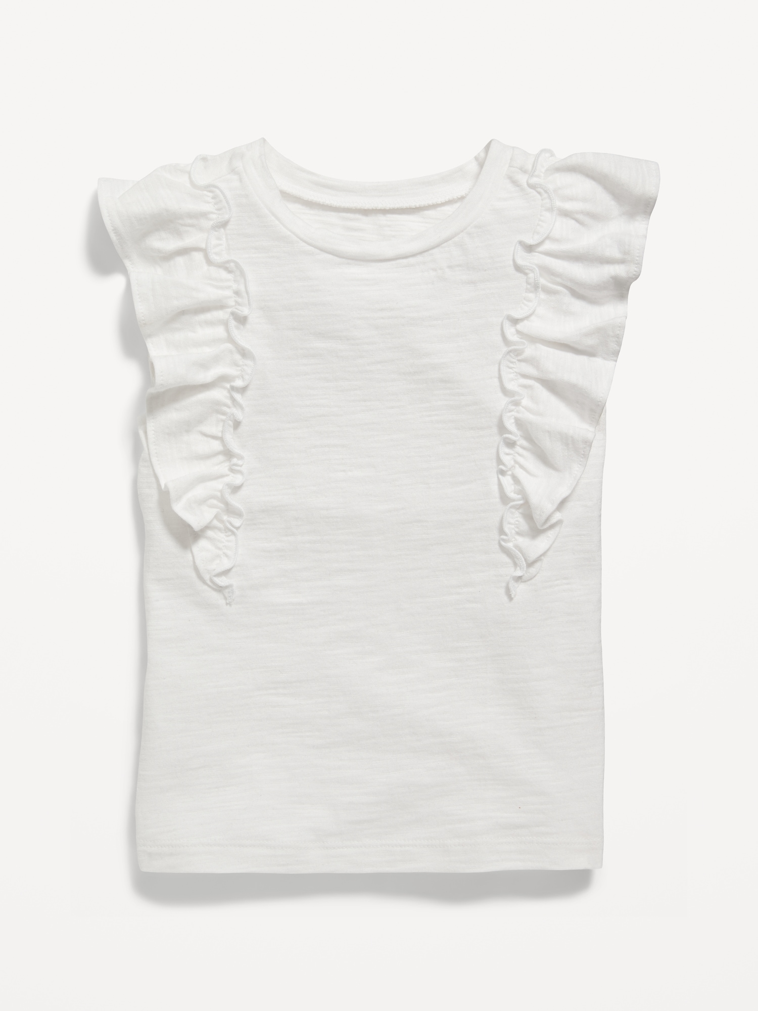 Old Navy Ruffle-Sleeve Slub-Knit Top for Toddler Girls white. 1