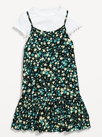 View large product image 3 of 3. Sleeveless Printed Dress & Rib-Knit T-Shirt Set for Girls