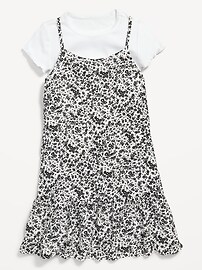 View large product image 3 of 3. Sleeveless Printed Dress & Rib-Knit T-Shirt Set for Girls