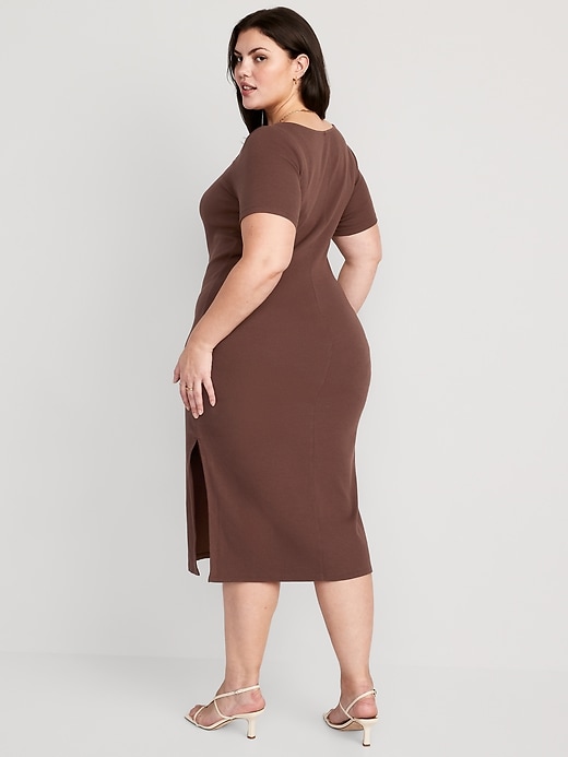 Image number 6 showing, Fitted Rib-Knit Scoop-Neck Midi Dress